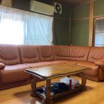 本革張りコーナーソファ