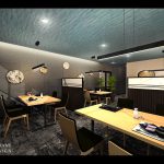 湖畔に佇むはなれ宿「水屋敷」お食事処CGイメージパース